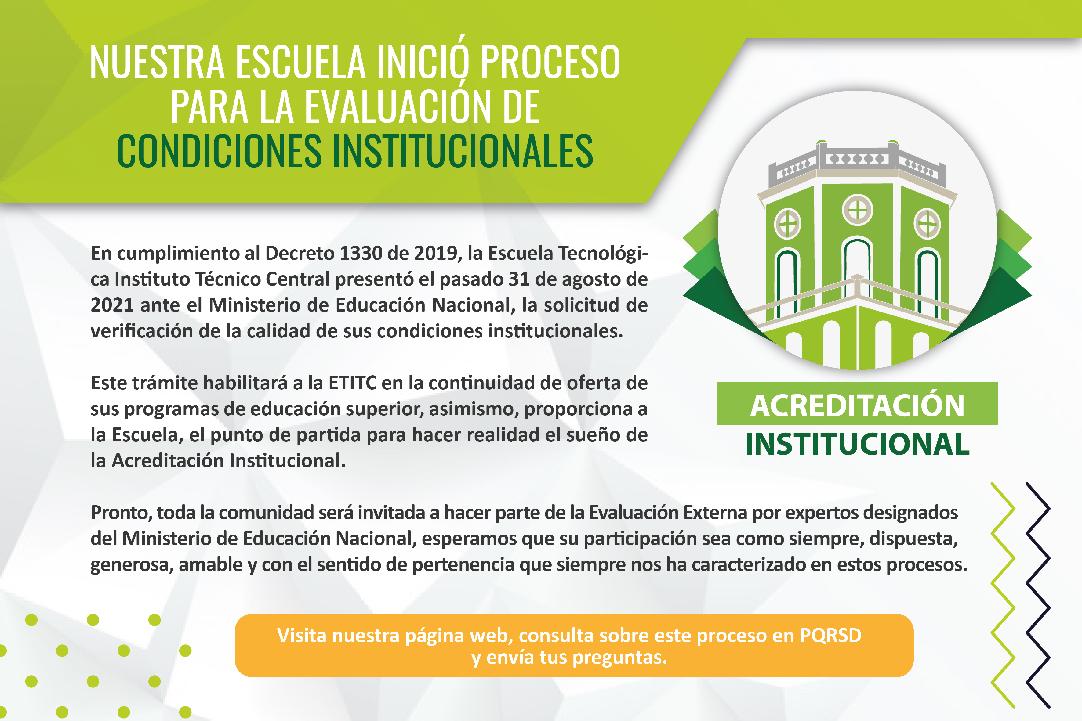 Nuestra Escuela inició proceso para la evaluación de condiciones institucionales